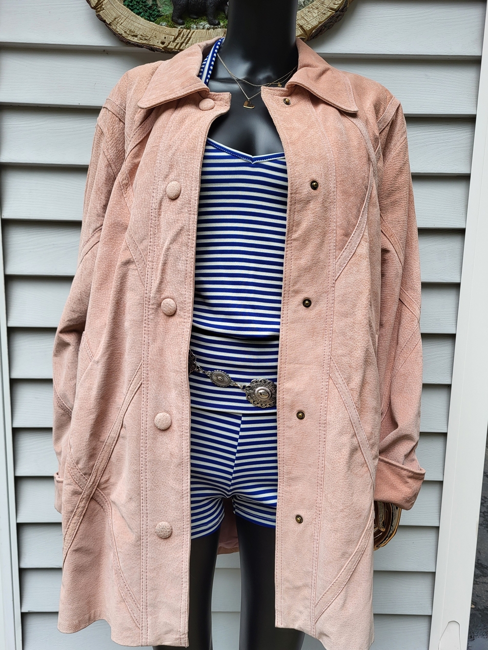 Dennis Basso| Women's Pink Leather Jacket Button Front Lined Pockets| M